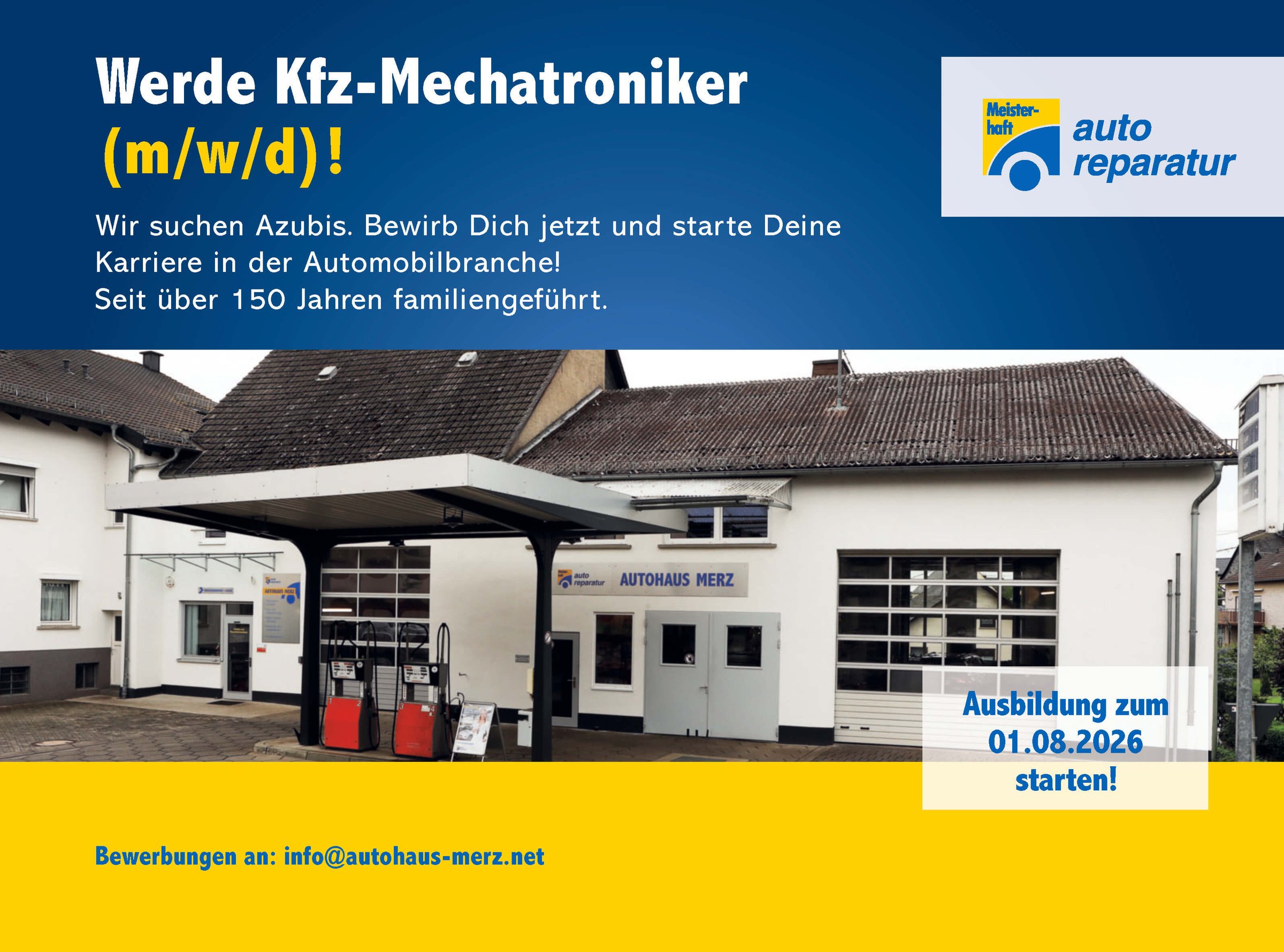 Bild - Stellenanzeige beim Autohaus Merz Kfz-Mechatroniker